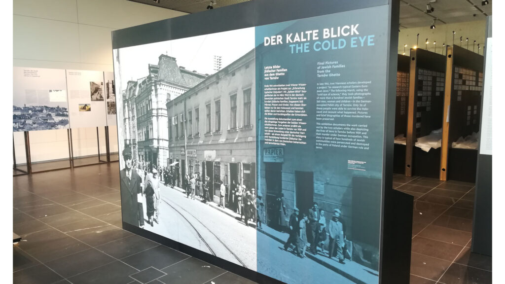 Exhibition The Cold View a large exhibition wall with graphics for the exhibition