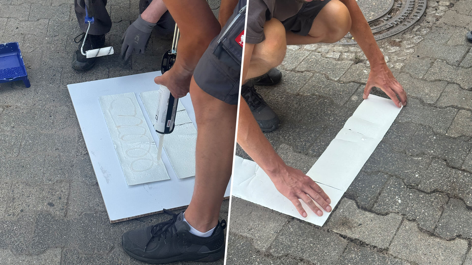 Parkplatzbeschriftung Thermoplast Auftrag